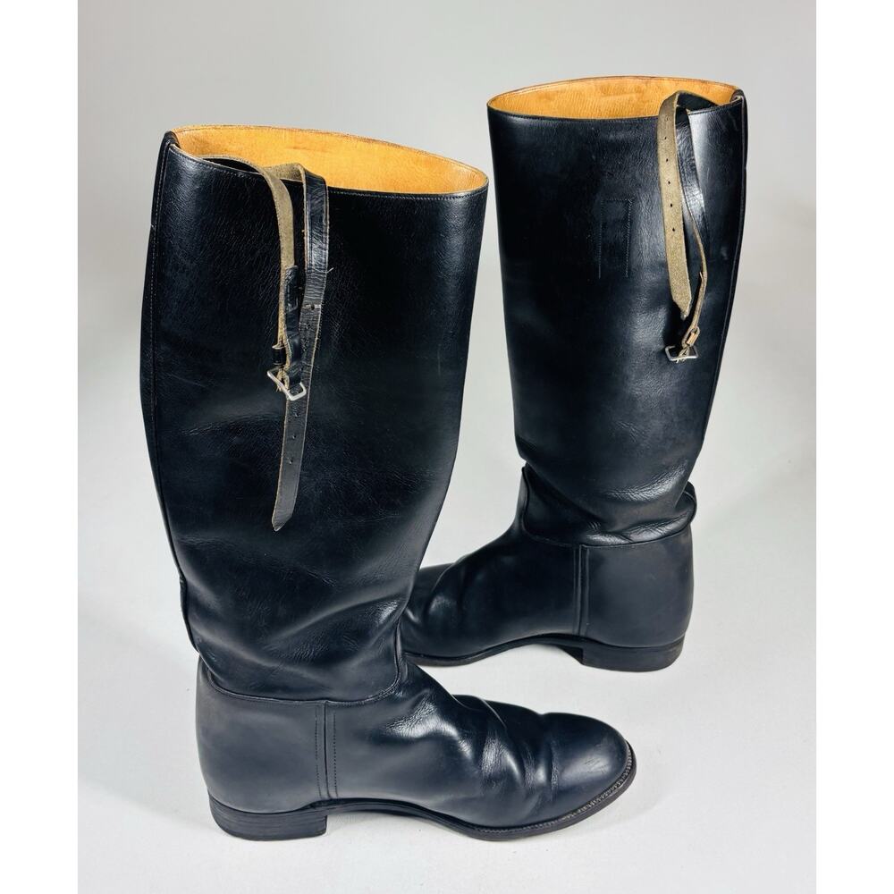 VINTAGE 1970s-80s England Equestrian Riding Field Black Boots SZ 6.5